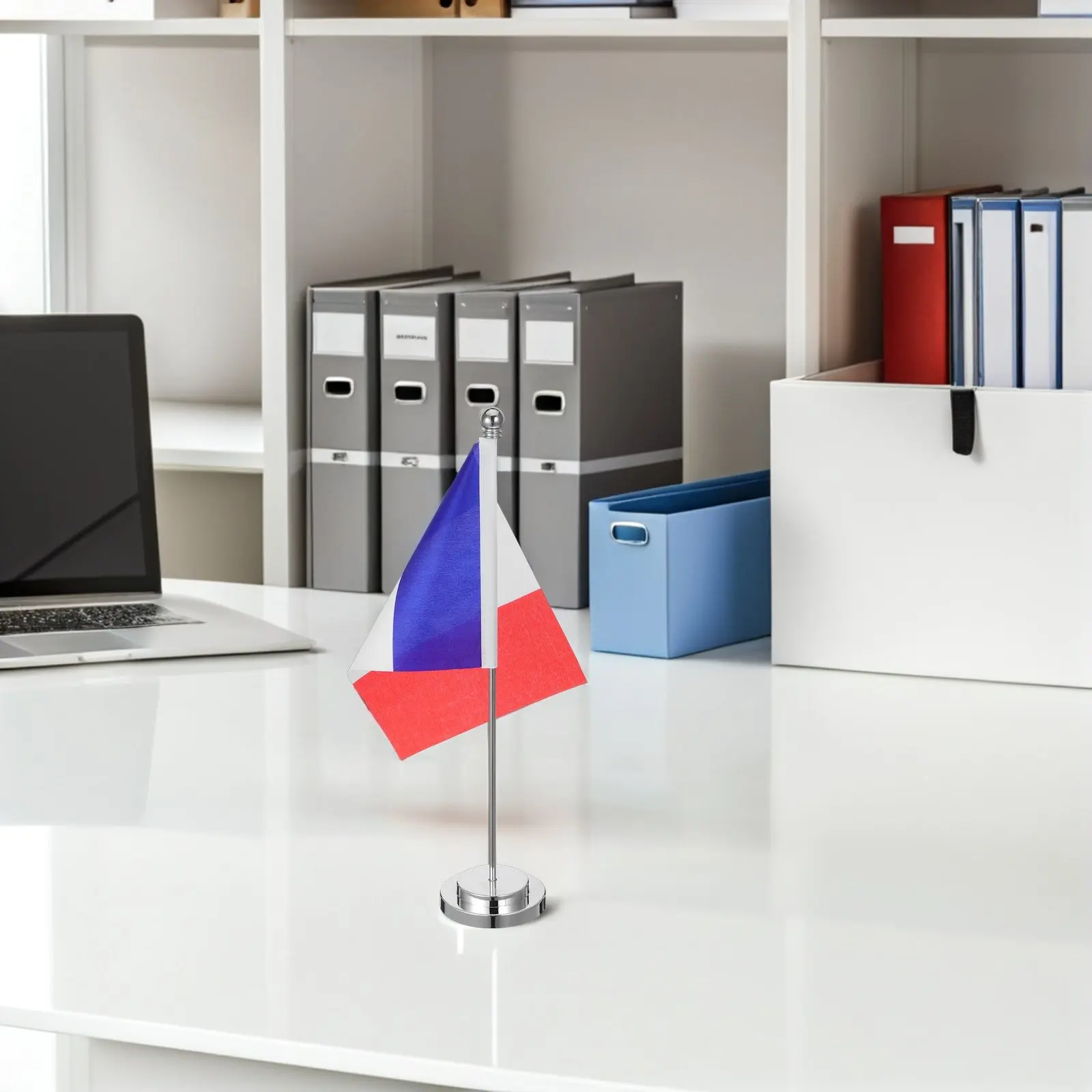 French Table Flag Small Desktop Flag with Solid Base Elegant Stick Design Vibrant Colors Office Desk Accessories Home Decoration