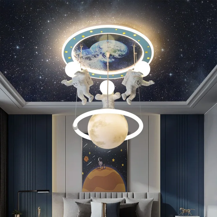 Modern children Bedroom Rotatable Globe Space Planet Chandeliers Home Deco Kids Hallway Study Changeable Cartoon Ceiling light