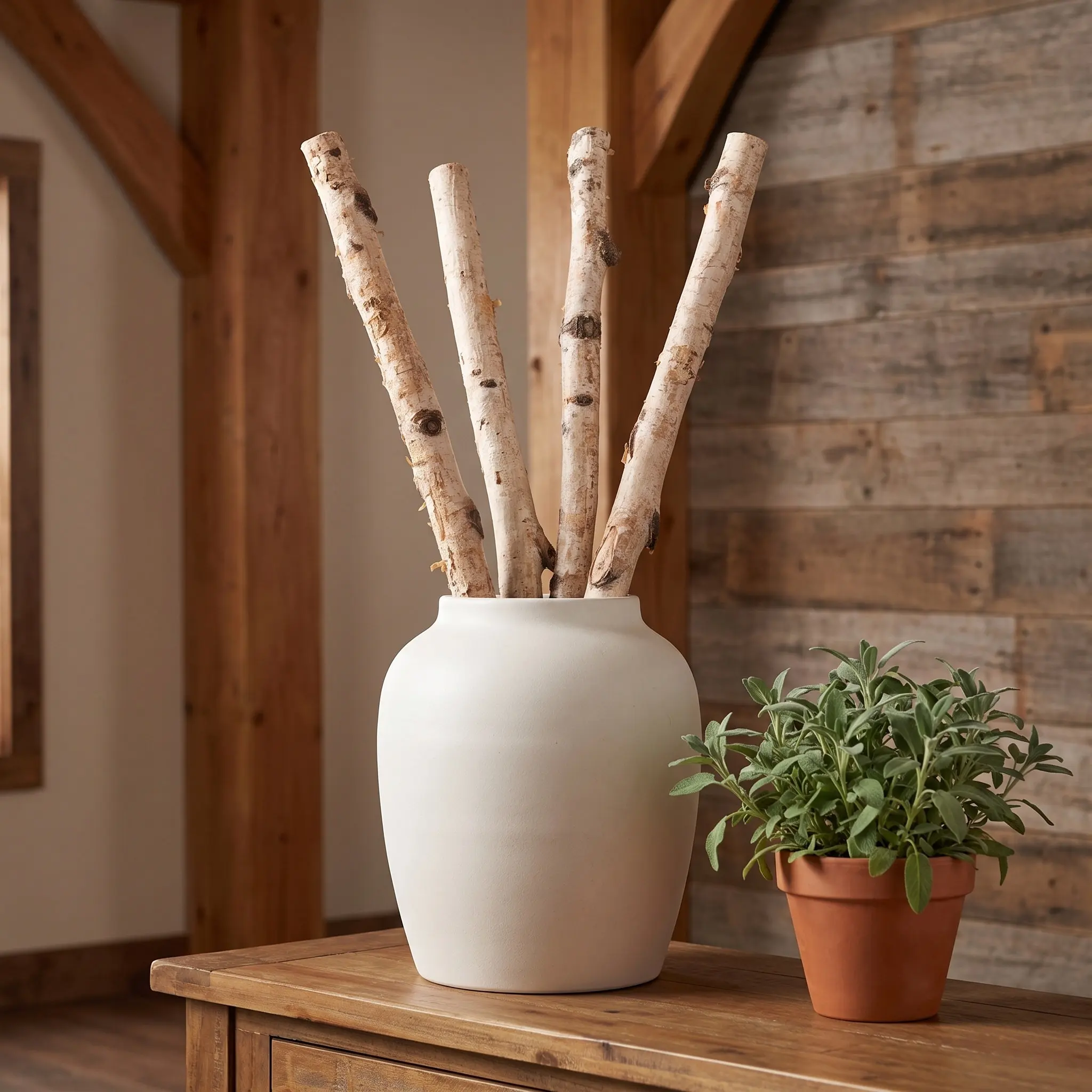 4Pcs Birch Logs Decorative Fireplace Wood Branches Natural Unfinished Wood Crafts Wedding Centerpieces 1.18 Dia 15.75 Long