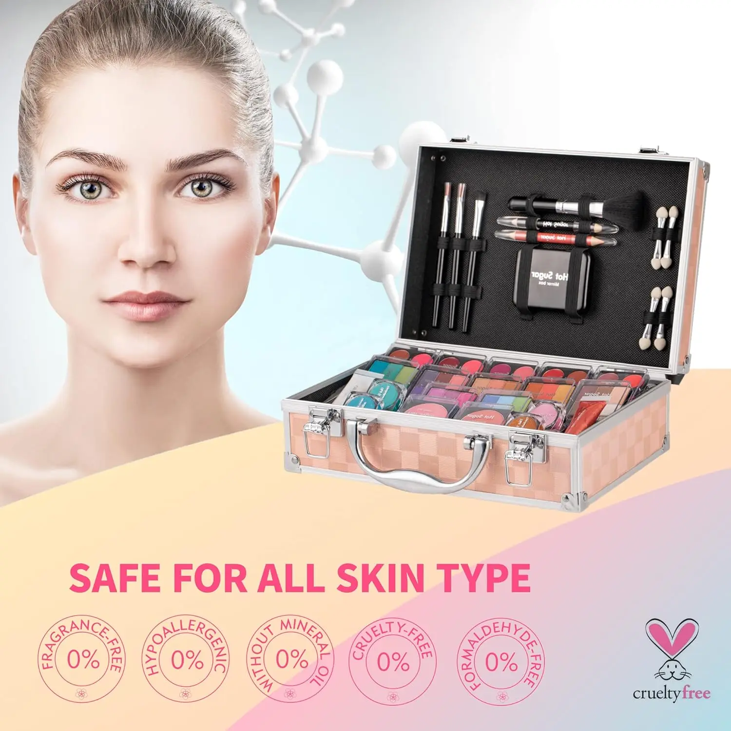 Kit trucco per ragazze adolescenti - Set completo di principianti con ombretto, balsamo per labbra, fard, lucentezza, pennelli e specchio