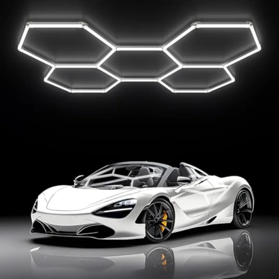 Hexagon Garage Lights - Hexagon LED Lights, 5 Pack 6500K Super Bright Auto Repair Ceiling Lights for Garages, Workshops, Wareho
