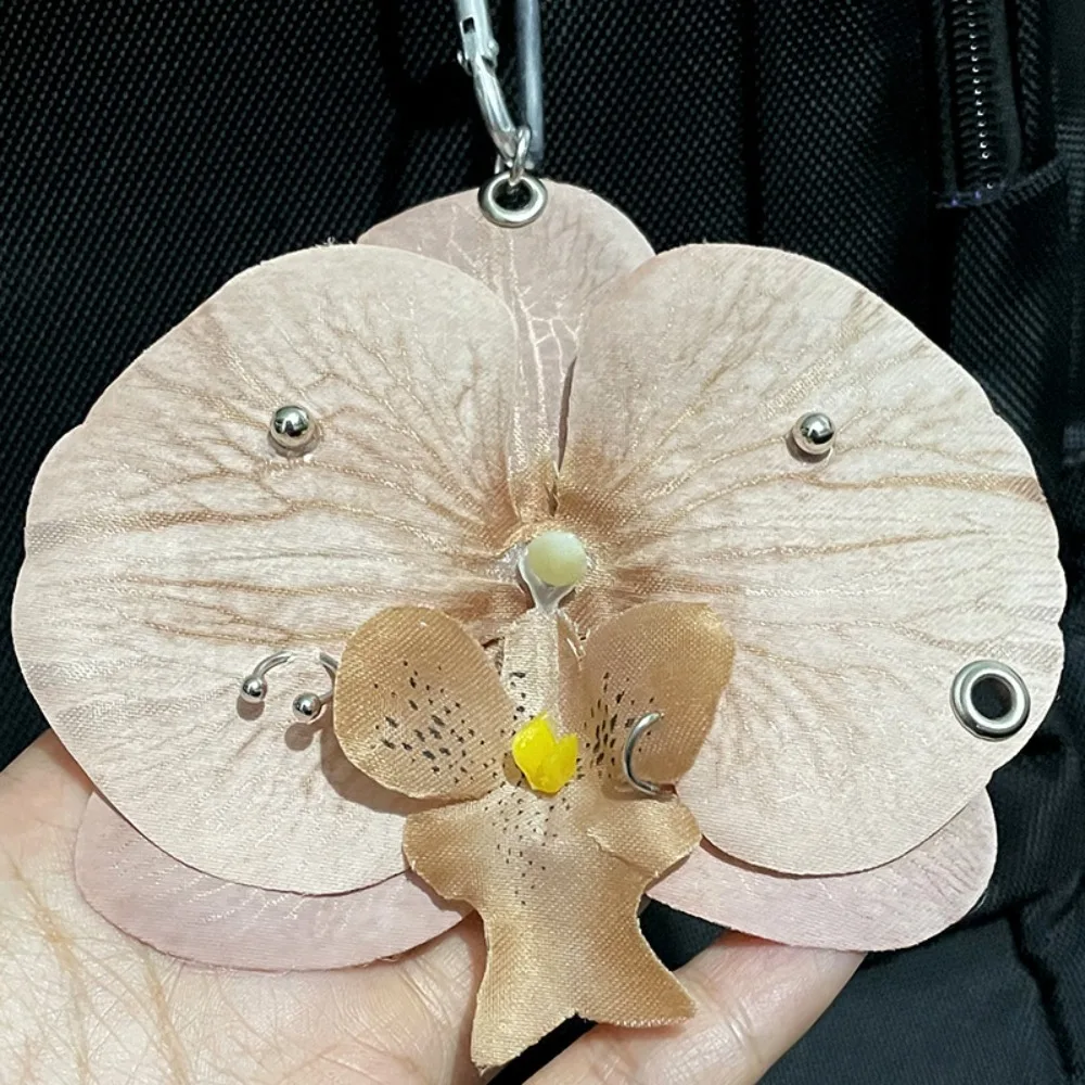 Backpack Decoration Phalaenopsis Orchid Keychain Gifts Cloth Simulation Flower Pendant Colorful Backpack Hangings Decor Bag