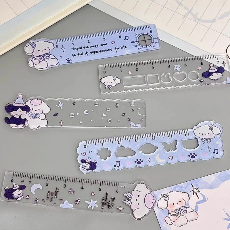 

Набор из 5 мини-линейок в форме звезды и щенка, эстетичные портативные прямые линейки для студентов, для скетчинга и ведения дневников, милый измерительный инструмент