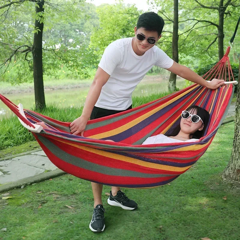 

Portable Outdoor Canvas Hammock with Tree Rope for Camping Backyards Gardens Terraces Folding Swing Hammock