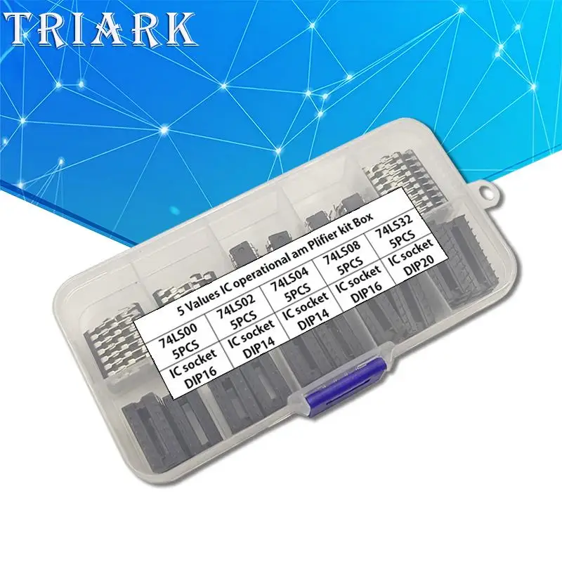 25PCS/Set 74LS47N 74LS86N 74LS90N 74LS138N 74LS245N DIP  Integrated Circuit DIP IC Combination Kit With IC socket box