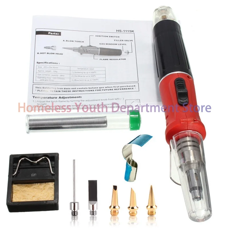 HS-1115K 10 in 1 Welding Kit Blow Torch Professional Butane Gas Solder Iron  Tools HT1380