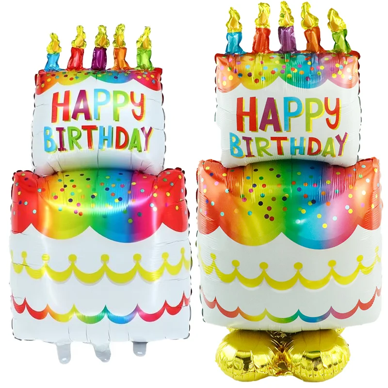 

3D Stand Cake Balloons Happy Birthday Cake Balloon Birthday Party Decorations Baby Shower Globos