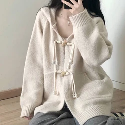 Gidyq Women Cardigan Sweater Fashion Streetwear Female Loose Knitted Coats Casual All Match Korean Hooded Jacket Autumn New