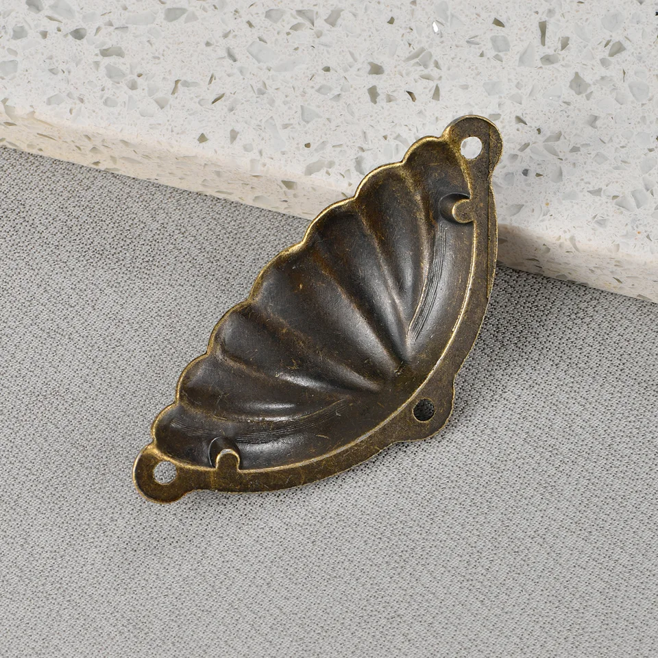 Elegant Shell-Shaped Zinc Alloy Drawer Pull – 2-Pack Cabinet Handle In Bronze, Gold, Black, Or Antique Finishes (45.5x50mm)