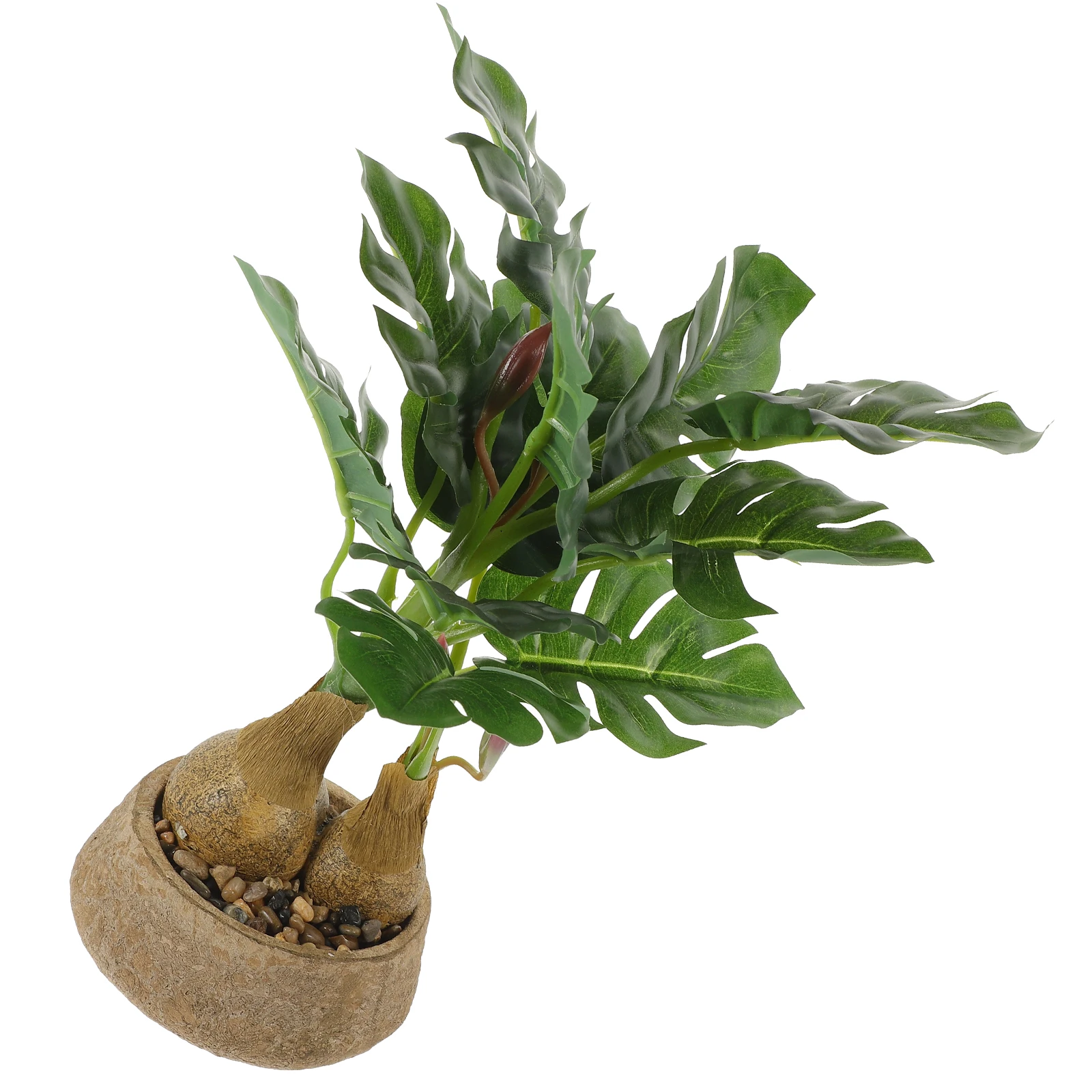 

Fake Potted Monstera Plant Artificial Indoor Bonsai Ornament Faux Turtle Back Leaves Lifelike Compact Stylish Office Home
