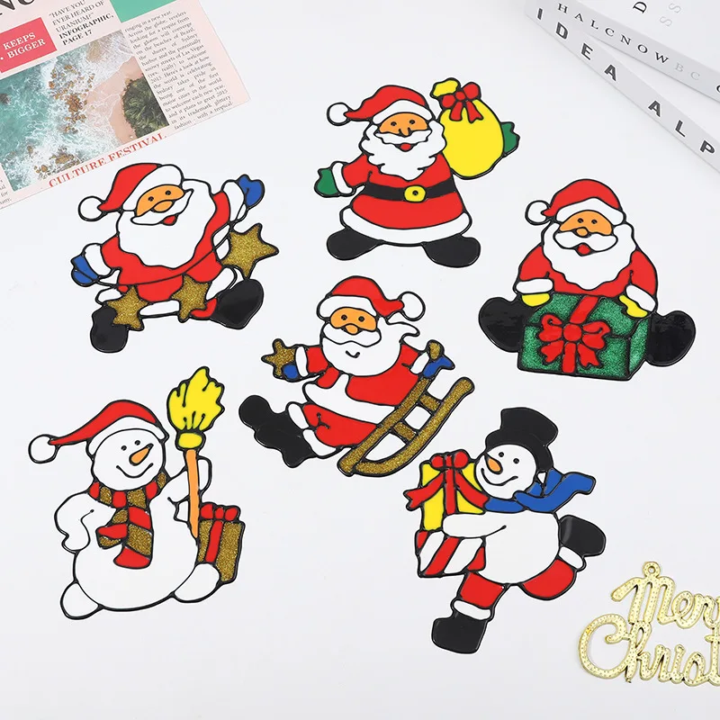 Cross-border Christmas Glass Stickers Christmas Holiday Decoration Wall Stickers Window Christmas Medium Glass Stickers