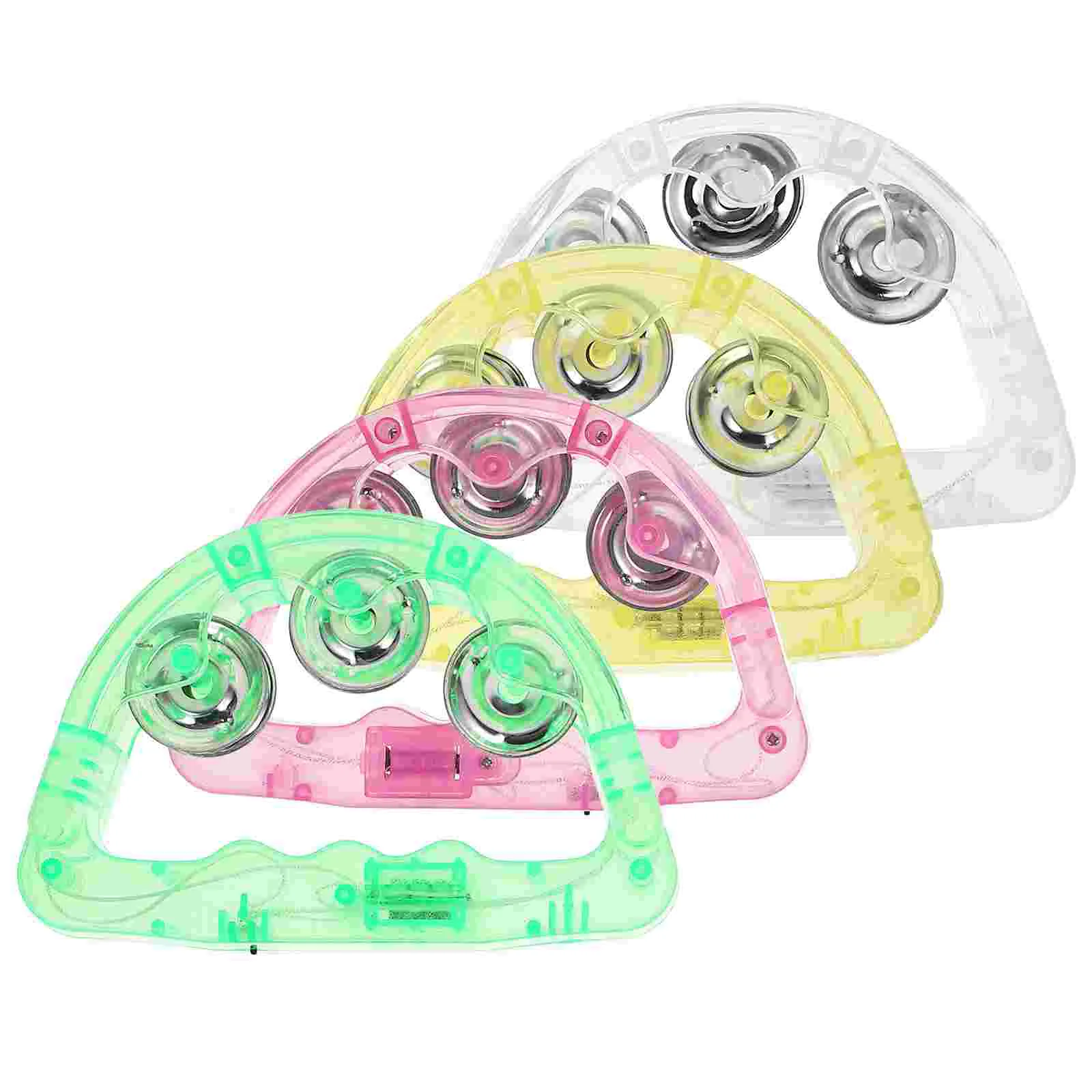 8 Pcs Flash Rattle Evening Party Stage Props Hand Bell Tambourine LED Light Luminous Handbell Supply Child