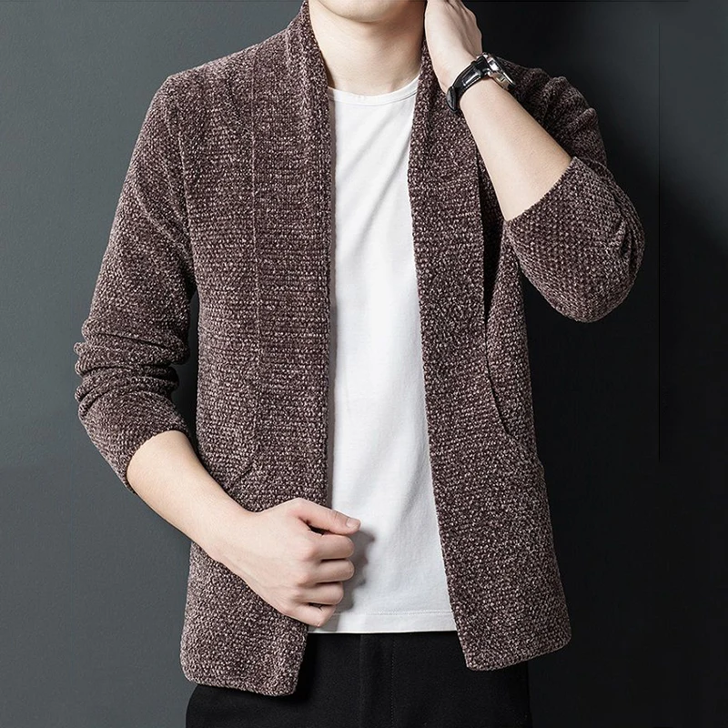 Spring Autumn Men Cardigans Sweaters Streetwear Fashion New Knitted Coats Male Clothes Jacquard Weave Casual Long Sleeve Tops