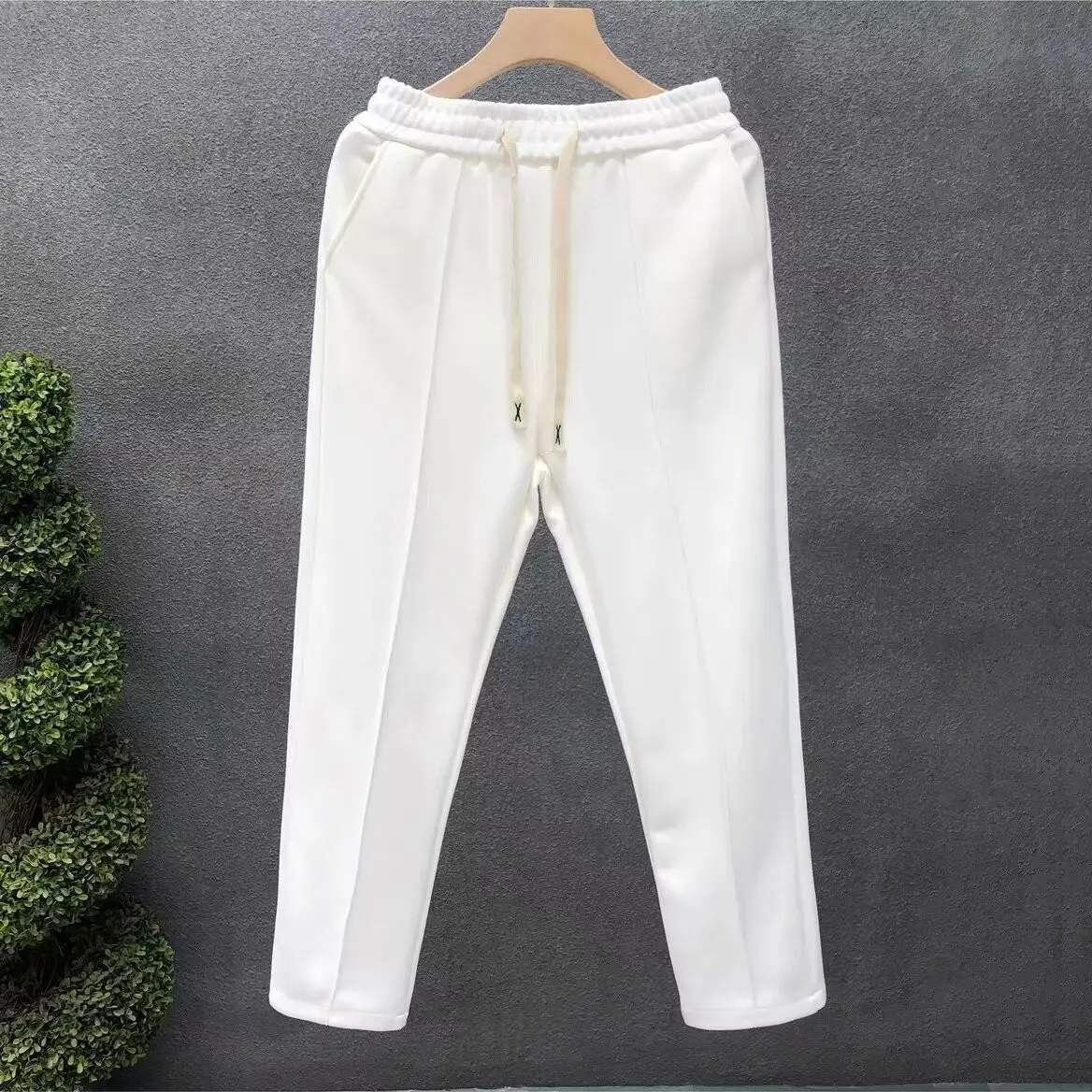 Mens White Straight Pants Spring Summer Air Layer Sweatpants Casual Premium Sport Trousers New