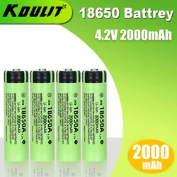 4.2V 18650 Battery 2000mAh Capacity Rechargeable Power Batteries 3C Discharge 18650 HD Cell Lithium Battery with T6 Flashlight