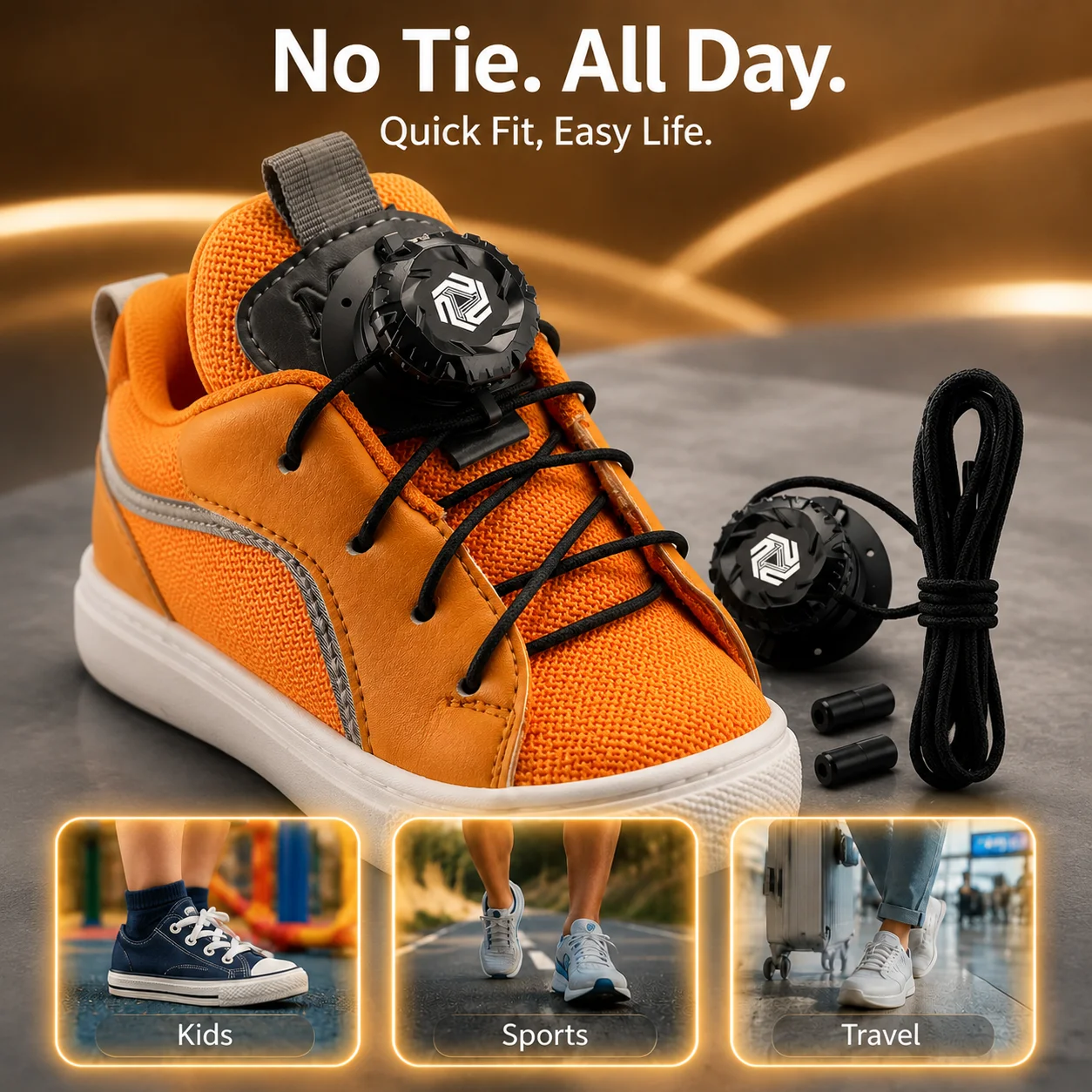 No Tie Shoe Laces for Kids Adults, 1 or 2 Pair Automatic Swivel Buckle Elastic Shoelaces, Push Button Fastening Sneaker