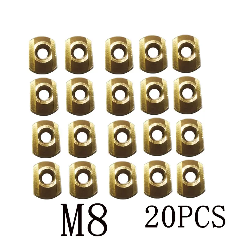 10 Or 20Pcs M8 Windsurf Hydrofoil Mounting Brass T-Nuts Water Sports Surfing  Hydrofoil Tracks Outdoors Surfing Accessories