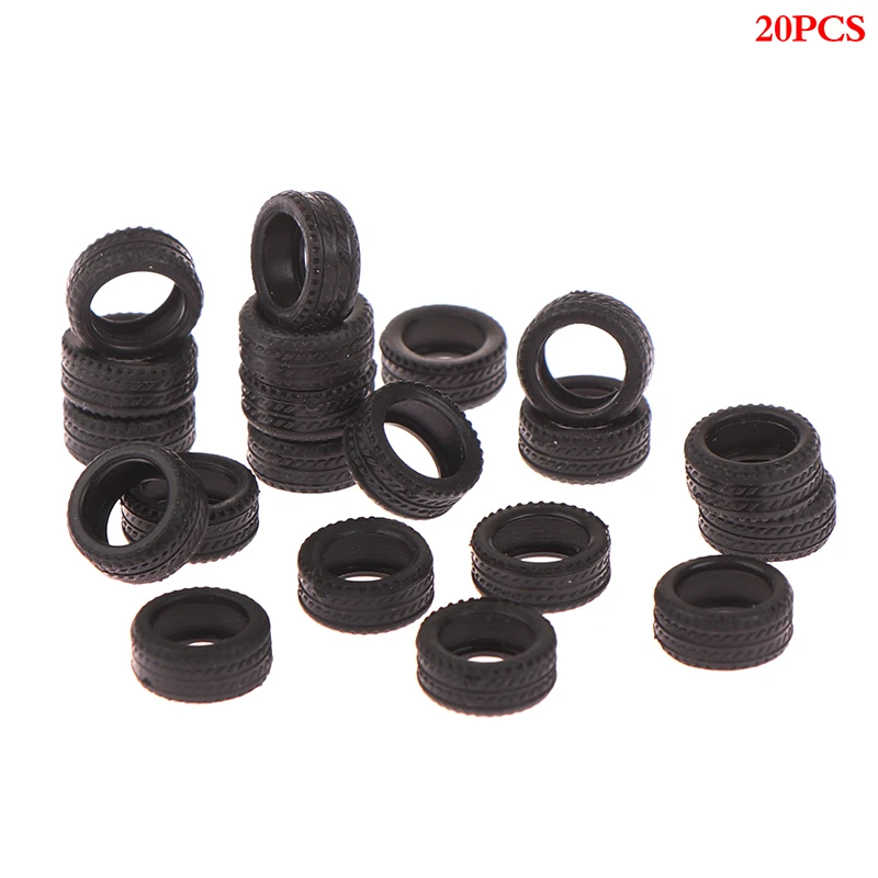 {NN72} 20 Pcs High Quality 1/64 Tire Skin Car Model Scene Accessories Tire Wheels Car Model Scene