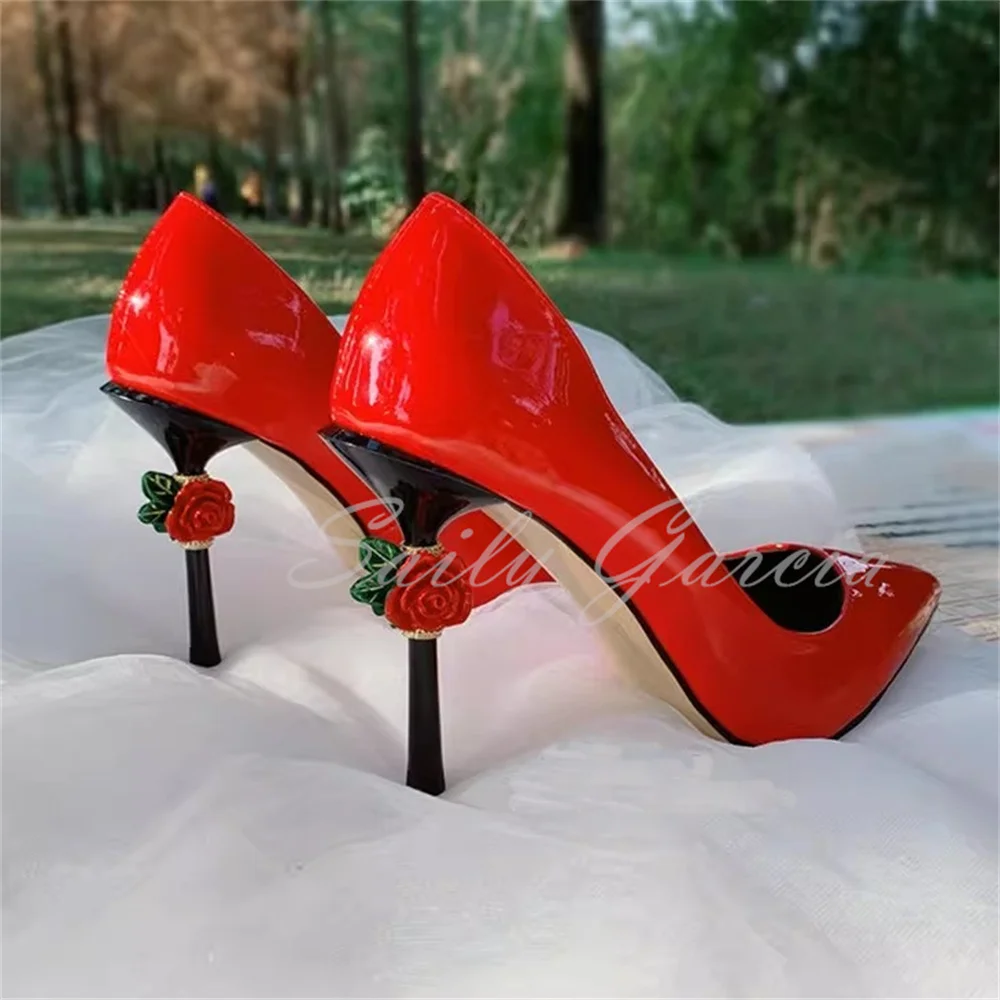 

Женские модные женские туфли на высоком каблуке из лакированной кожи с острым носком на шпильке в стиле ретро, пикантные туфли для банкета и свадьбы