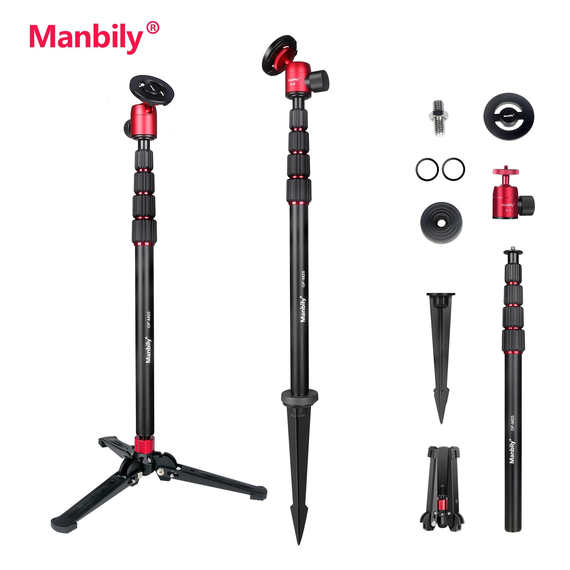 Manbily GF-M25 Golf Monopod for Smartphones Cameras Selfie Stick With Magnetic Phone Stabilizer Long Ground Spike (Max 172cm)