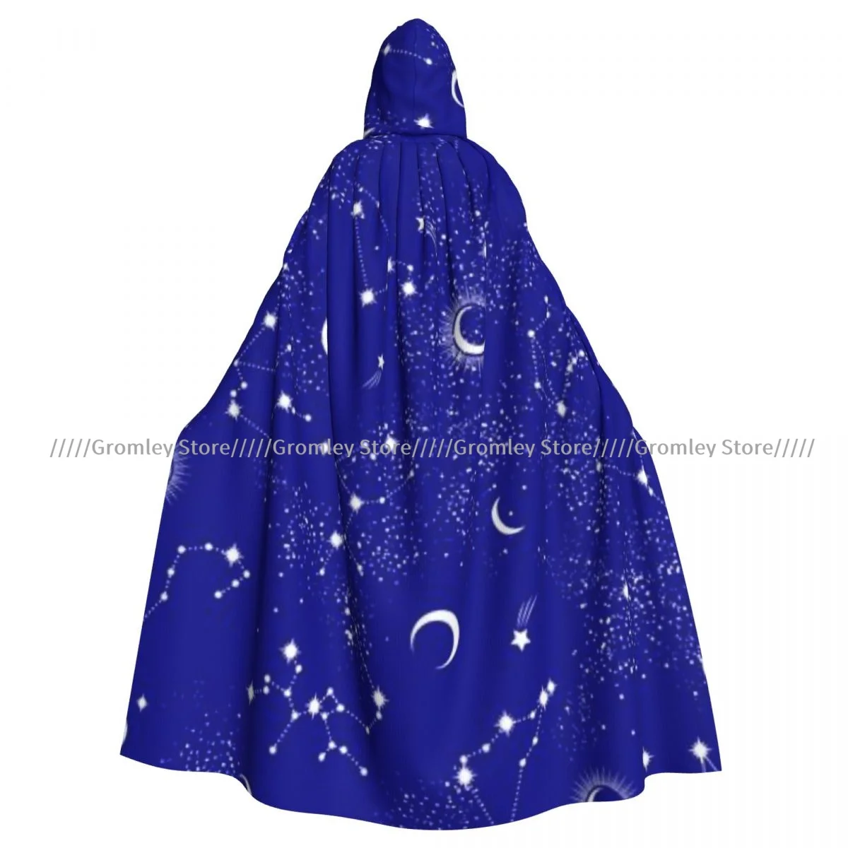 Space Galaxy Constellation Print Witch Cloak Hooded Cosplay Costume Halloween Adult Long Party Cape