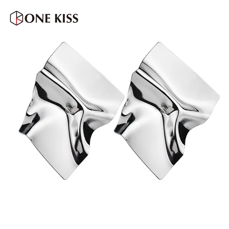 New Irregular Sequins Metal Stud Earrings Gold Color Big Simple Punk Earrings For Women Statement Party Fashion Jewelry