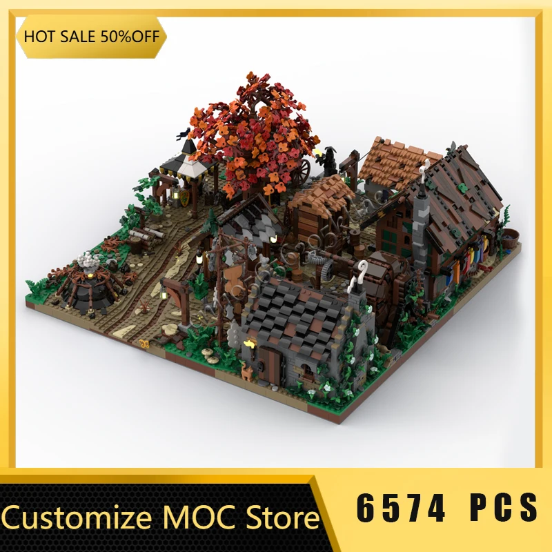 6574 قطعة وحدات مدينة القرون الوسطى رائحة الكريهة Outskirts نموذج اللبنات مجموعات التعليم الجمعية الطوب لعب الاطفال هدايا عيد الميلاد #3