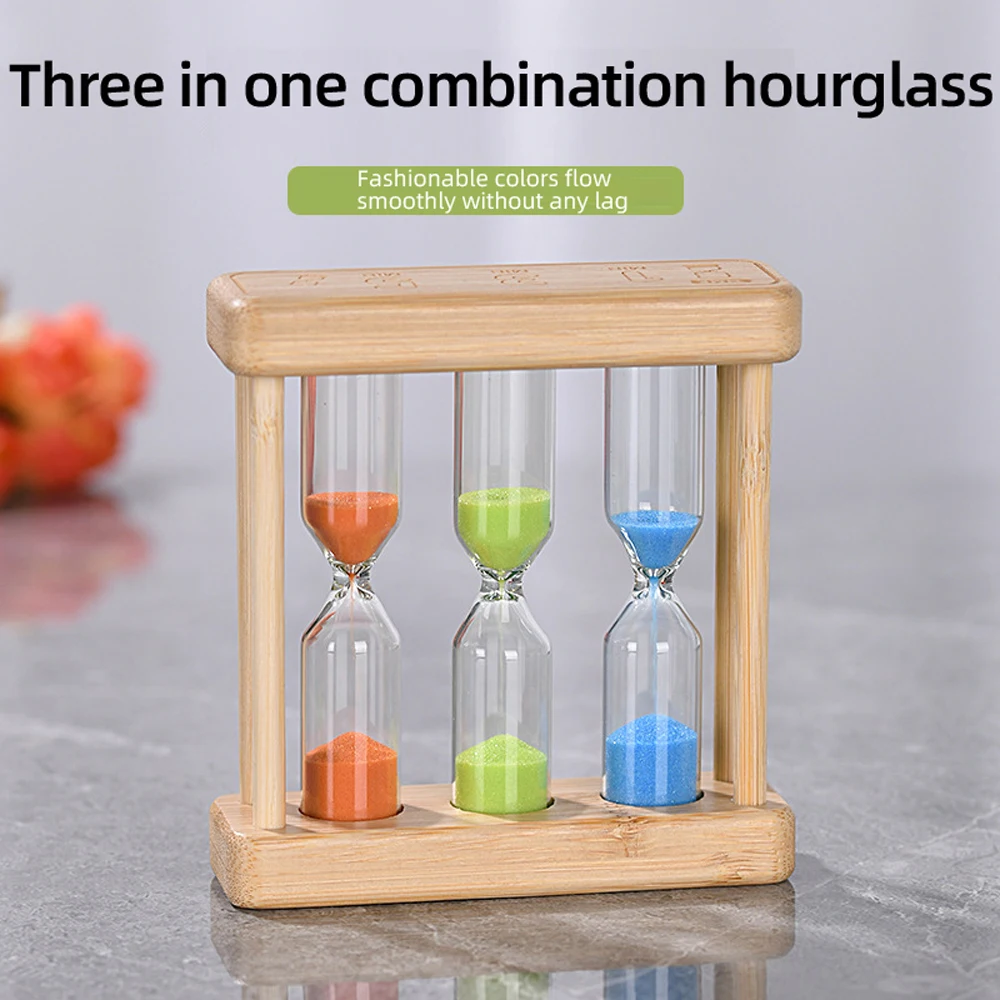 1pc 2024 New Creative Wooden Hourglass Ornaments 1/3/5 Minutes Timer 3 in 1 Combination Sandglass Home Decoration Crafts