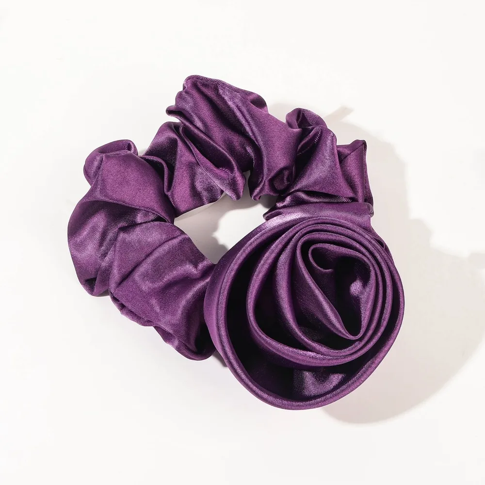 

Elastic Korean Hair Bands Satin Material Rubber Band Big Flower Scrunchies Flower Design Charms Satin Hair Rope Women's Hair