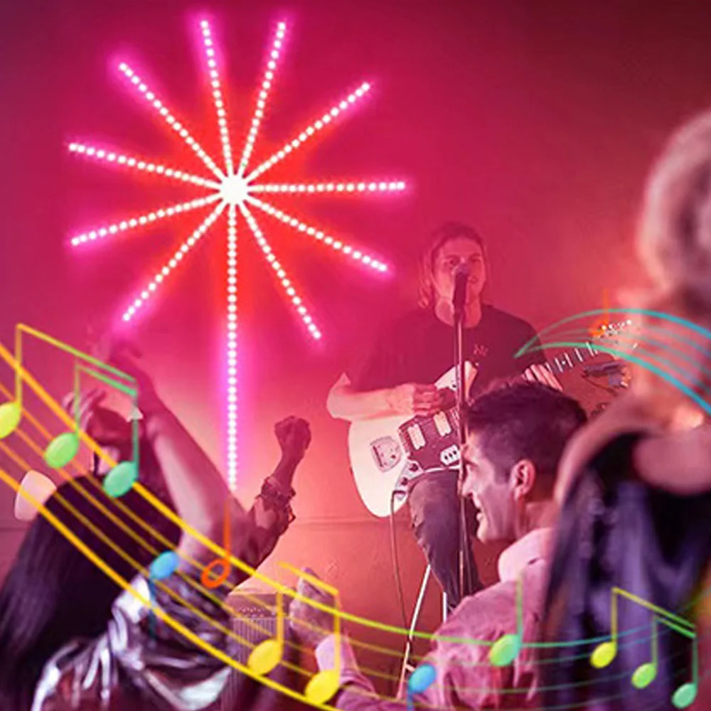 الألعاب النارية الذكية LED قطاع أضواء RGBIC بلوتوث التحكم عن بعد ضوء النيون ضوء الغلاف الجوي للمهرجانات أو الحفلات