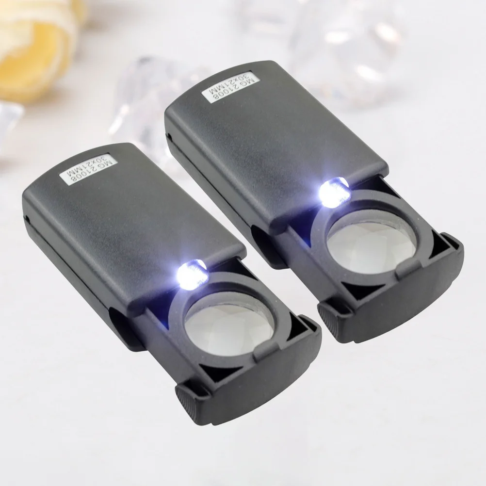 

2Pcs LED Jewelry Magnifier Portable Handheld Glass with Variable Magnification Illuminated for Collectibles Watches Hobbies