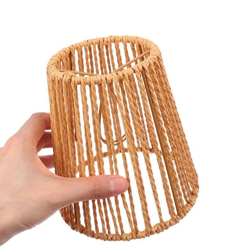 Bohemian Style Hanging Lampshade Handmade Woven Lamp Shade For Living Room Bedroom Hotel Simulated Rattan Lighting Accessories