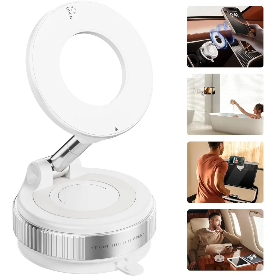 

Сильный магнитный автомобильный держатель для телефона с ультравакуумной присоской для вращения на 360 градусов, совместимый с MagSafe iPhone 16, 15, 14, 13, 12 a