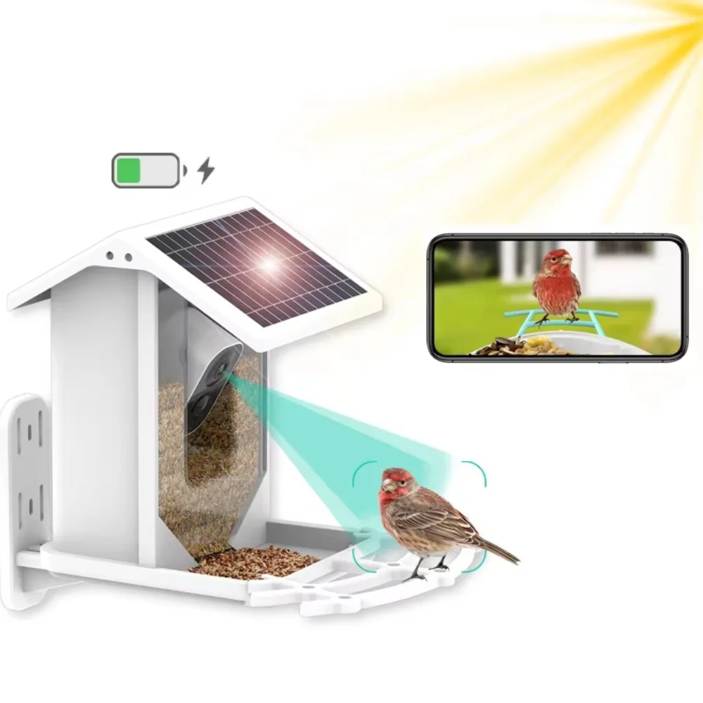 Smart Bird Feeder Solar Charging Identifies Bird Species Automatic Capture Video Bird Feeder with Camera