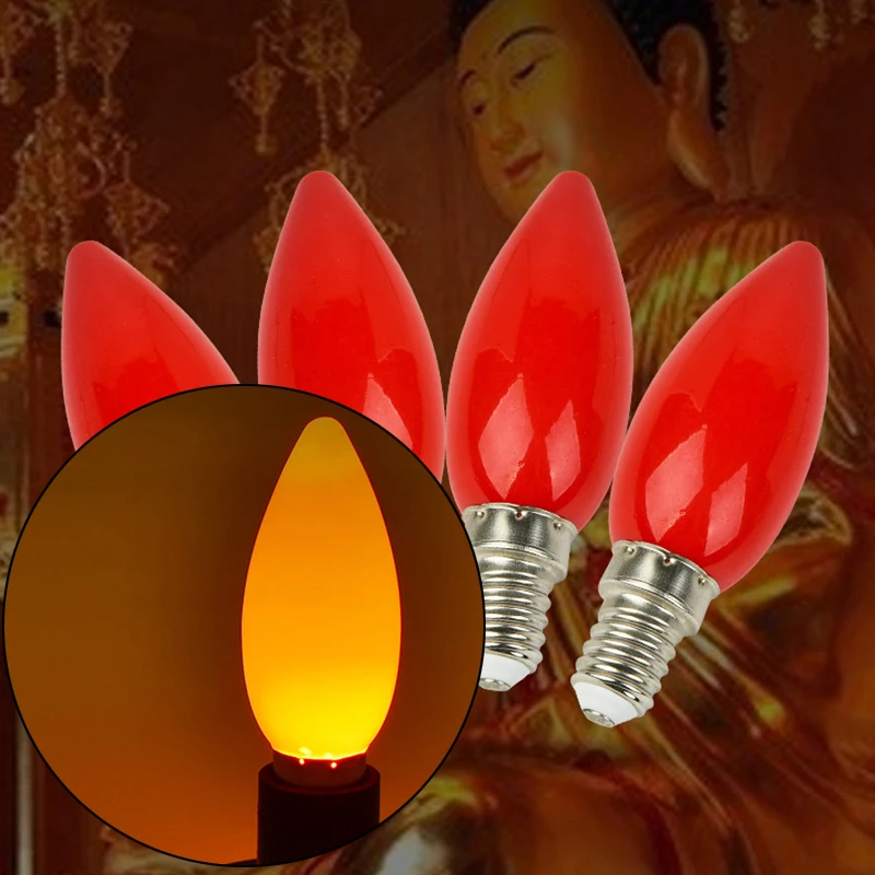 1PC LED altar bulb E12/E14  Temple decorative lamp Buddha bead decorative lamp Red candle Buddha lamp