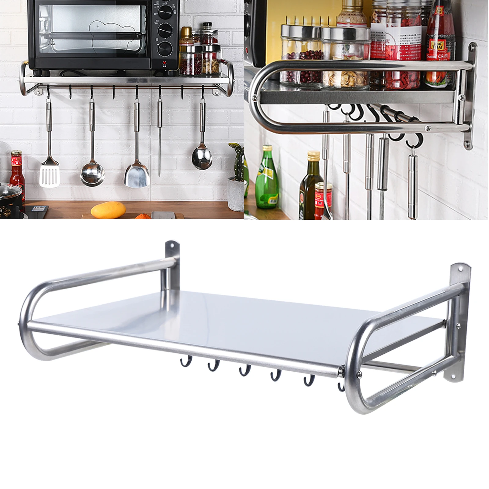 

Max Load 30KG Stainless Steel Sturdy Microwave Oven Shelf Wall-Mounted Kitchen Shelf 2KG