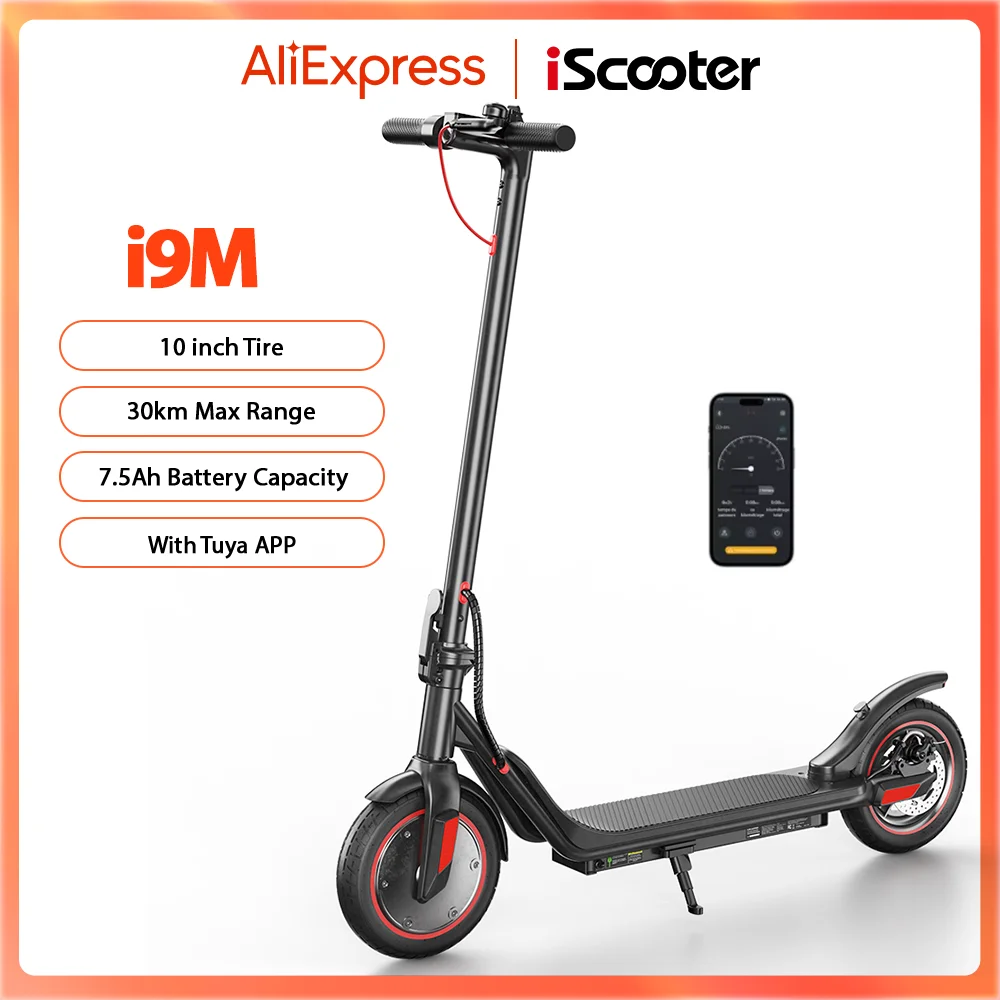 Monopattino Elettrico Pieghevole I9m, Batteria 7.5ah, Potenza 500w, Velocità Massima 35 km/h, Autonomia 30 km, Pneumatici da 10 Pollici, e-Scooter con APP