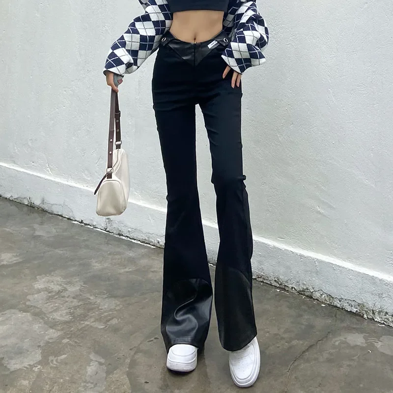 

New Spring Autumn Hot Girl Harajuku Black Irregular Pants Streetwear High Waist Casual Fashion Hip Hop Female Trouser