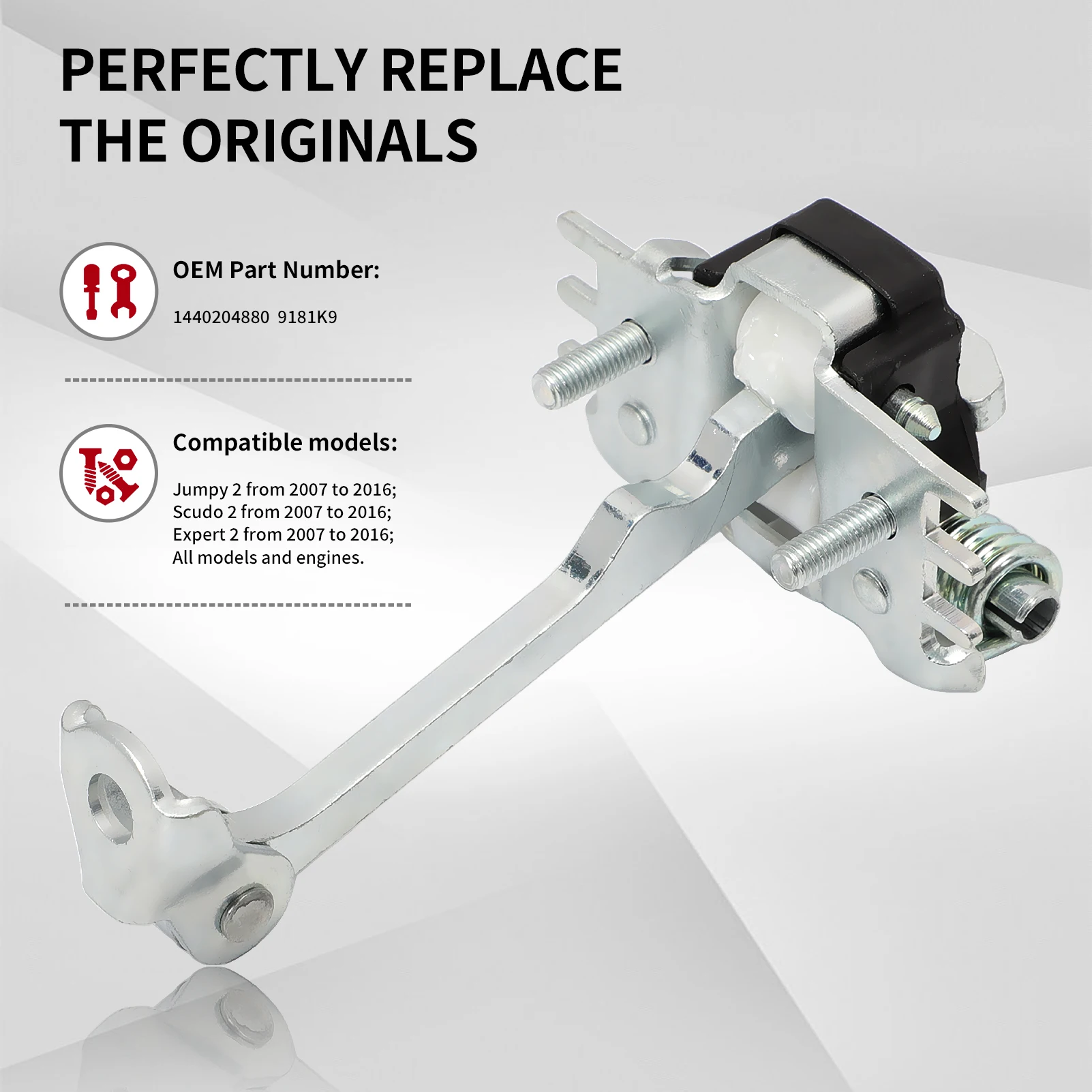 1440204880 9181K9 Door Tie Rod Front Left or Right Compatible with Jumpy 2, Scudo 2, Expert 2 (2007-2016)