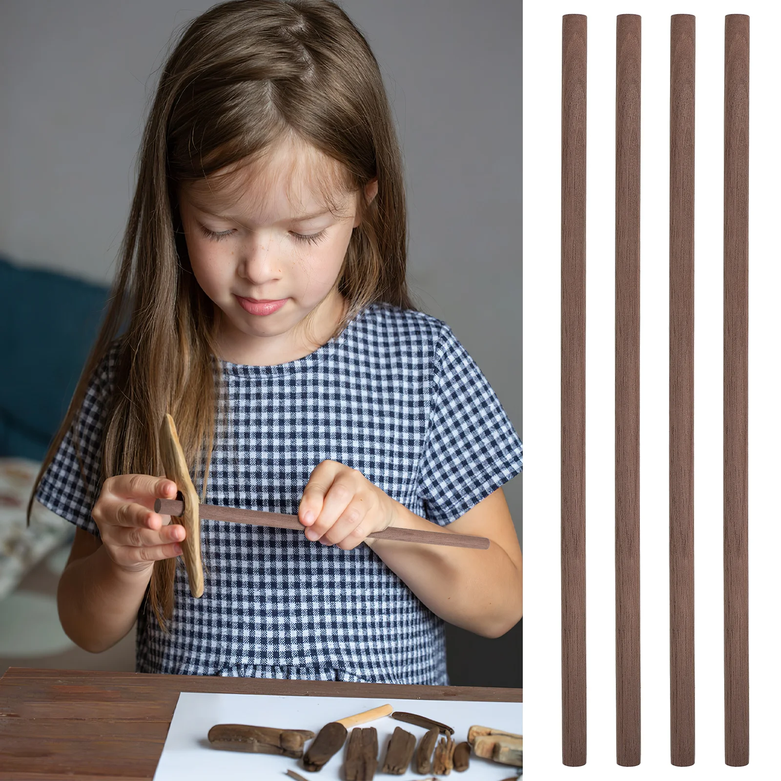 

24 pcs Black Walnut Wood Sticks Unfinished Round Dowel Rods For Crafts Diy Decorations Wooden Craft Strips Sticks For Crafting