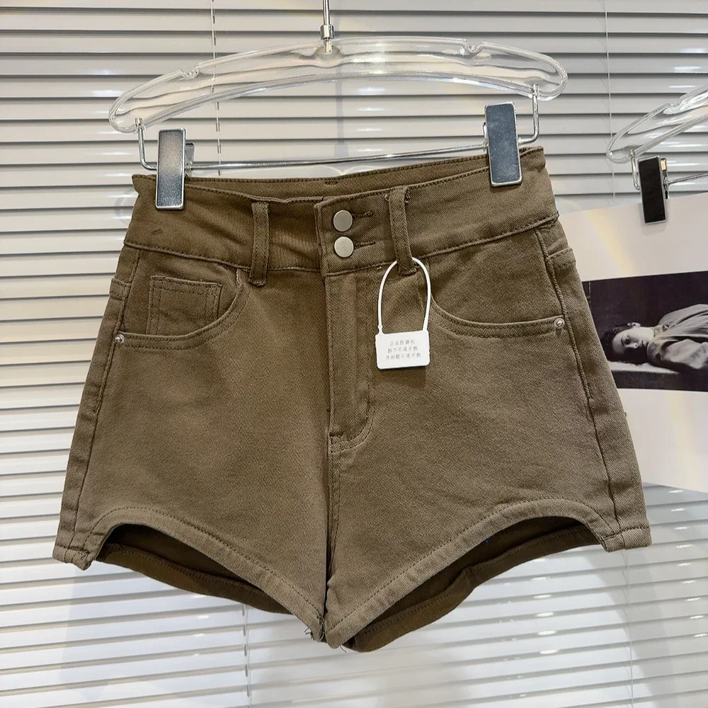 Short en jean à jambes incurvées pour filles, pantalon de célébrité d'internet, pantalon chaud, design rétro, 3 parties, haute qualité, savoir chaud, nouveau, 2024