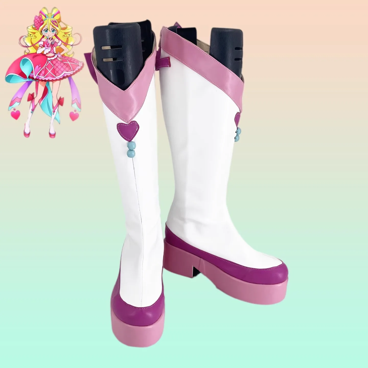 

You and Idol Precure Sakura Uta Cosplay Costume Shoes Handmade Faux Leather Boots