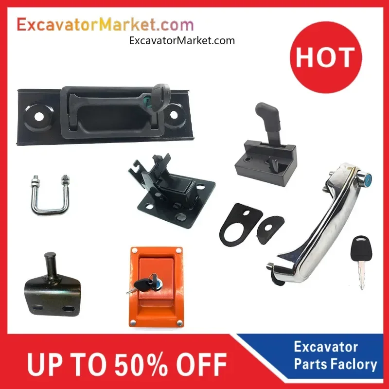 For DOOSAN DH DX DAEWOO 55 60-9C Cab Door Lock Assembly Internal and External Handle Reverse Lock Rear Cover Lock excavator Part