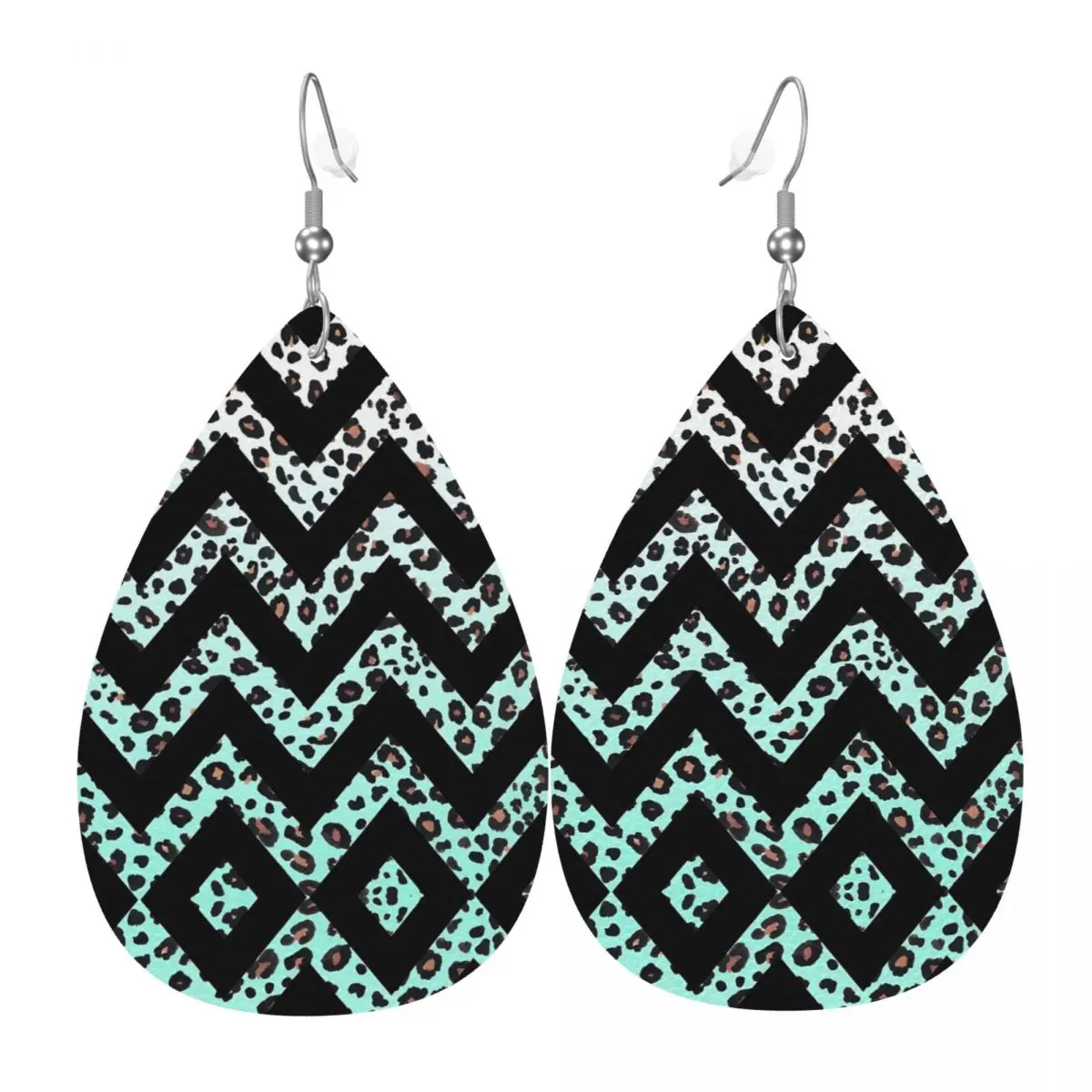 Custom Leopard Print Colorful Leather Earrings for Women Teardrop Dangle Earrings Jewelry Accessories