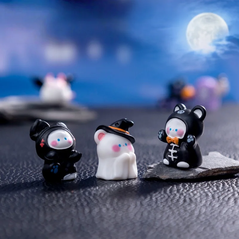 Creative Resin Miniatures ตุ๊กตาฮาโลวีนผีฟักทองหมี DIY การ์ตูนอุปกรณ์ตกแต่งของขวัญที่ไม่ซ้ํากันสําหรับเพื่อน
