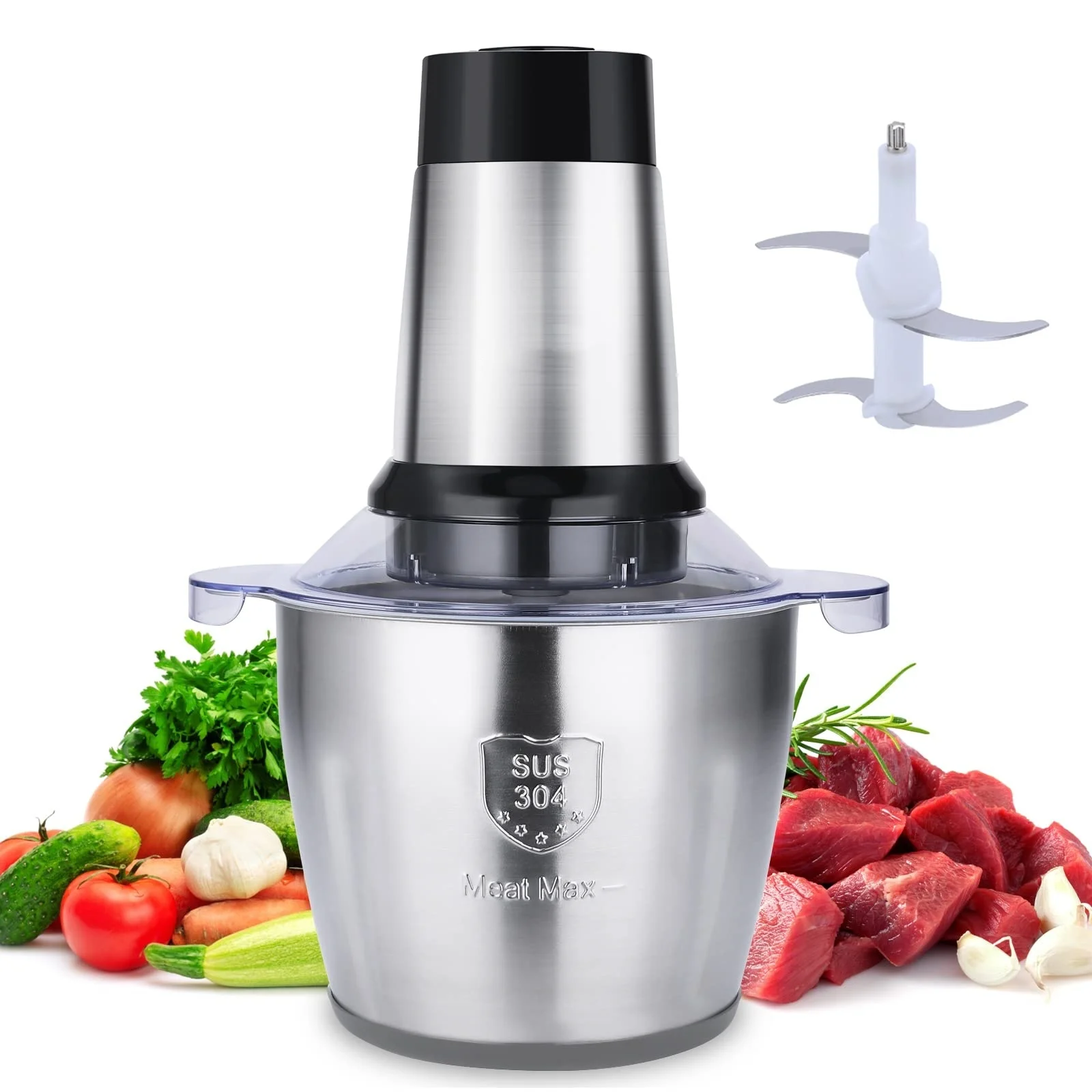 

Meat Grinder 800W Powerful Food Processors Stainless Steel Bowl 3 Speed Modes For Onion Meat Nuts Garlic Baby Food