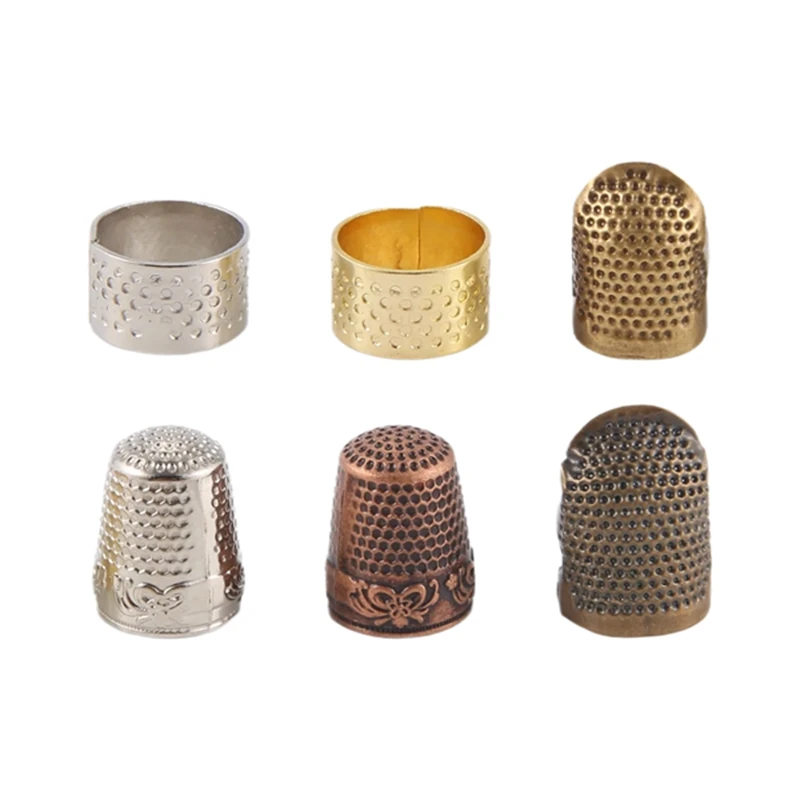 الكشتبانات 6 قطع الخياطة كشتبان حامي الاصبع، قابل للتعديل المعادن إصبع درع حامي للخياطة التطريز التطريز