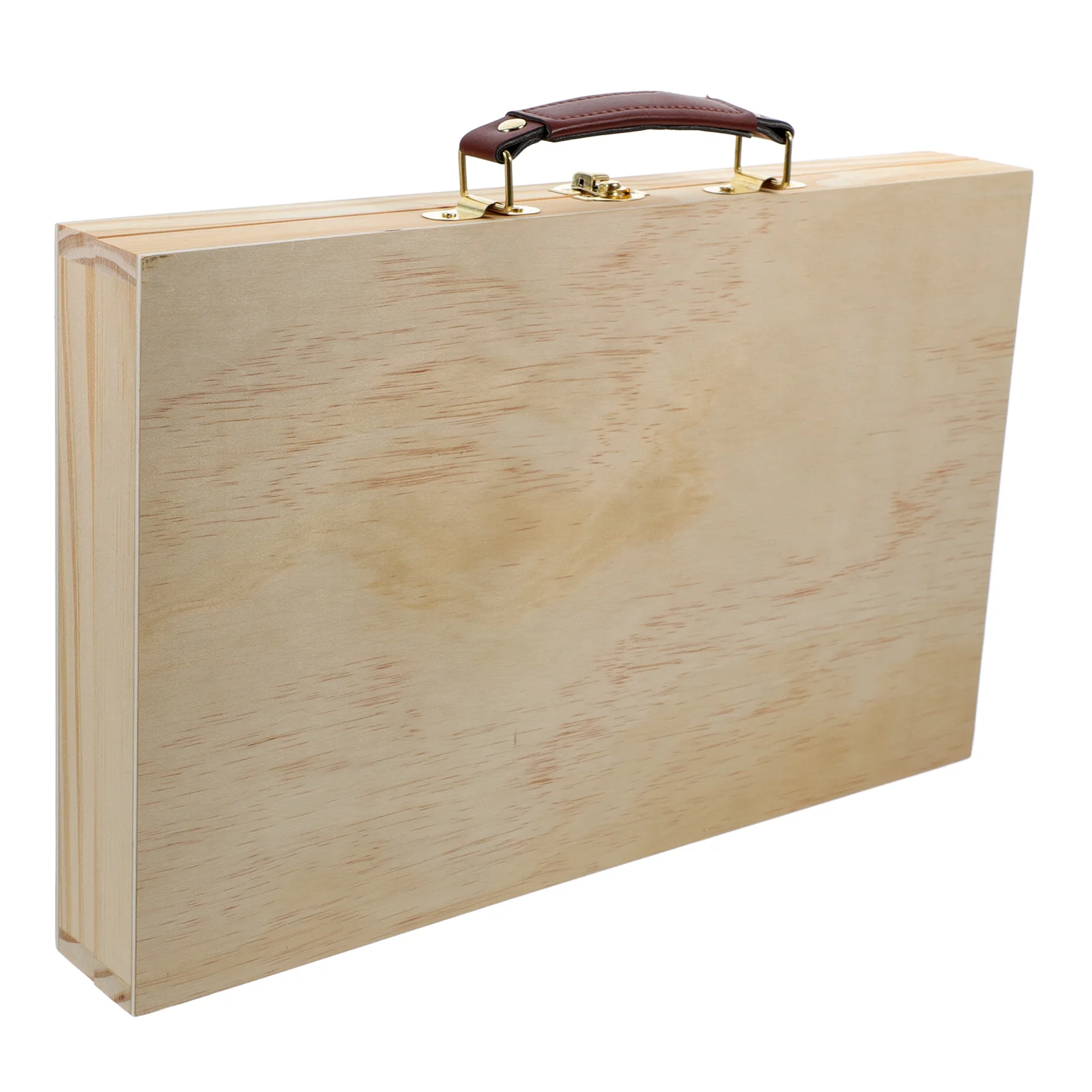 

1pc Portable Solid Paint Box Lightweight Durable Paint Case With Handle Supplies Storage Case Drawing Tool Box Wooden Craft