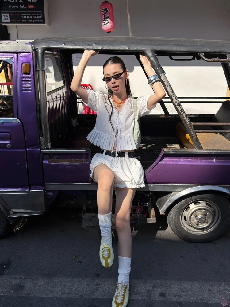 

MMFI2026 Новые женские повседневные брюки-кюлоты с цветочным принтом, однотонные, на резинке, свободного кроя, длиной три четверти, А-силуэт