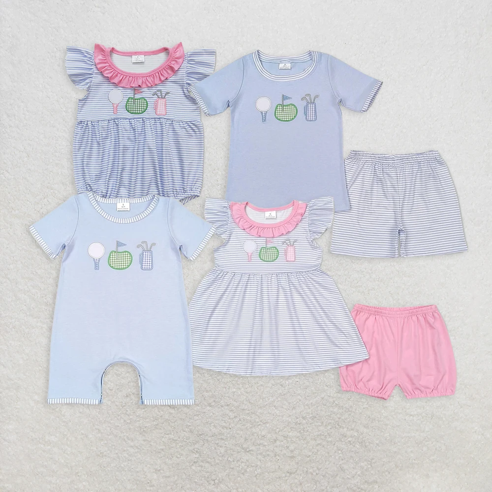 

SR1216 baby rompers kids clothes boys Embroidered golf short-sleeved romper Wholesale Summer Boutique baby girl clothes sets